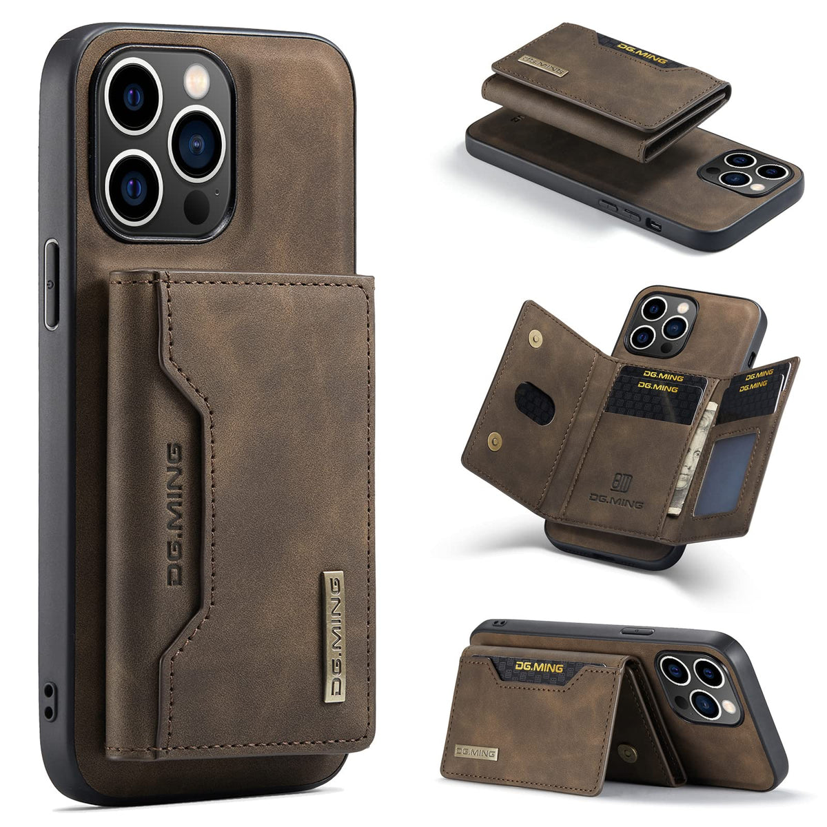 XYAJUANG Compatible with iPhone 15 Pro Max(6.7),2 in 1 Detachable Back Cover& Leather Wallet Phone Cases ,Wallet Case with Card HolderLeather Pocket Phone Cases (Coffee)