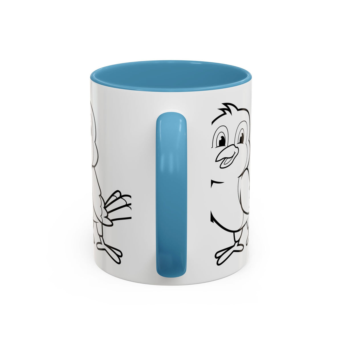 Bird Coloring Accent Coffee Mug — Cute Outline Chick Design (11/15 oz)