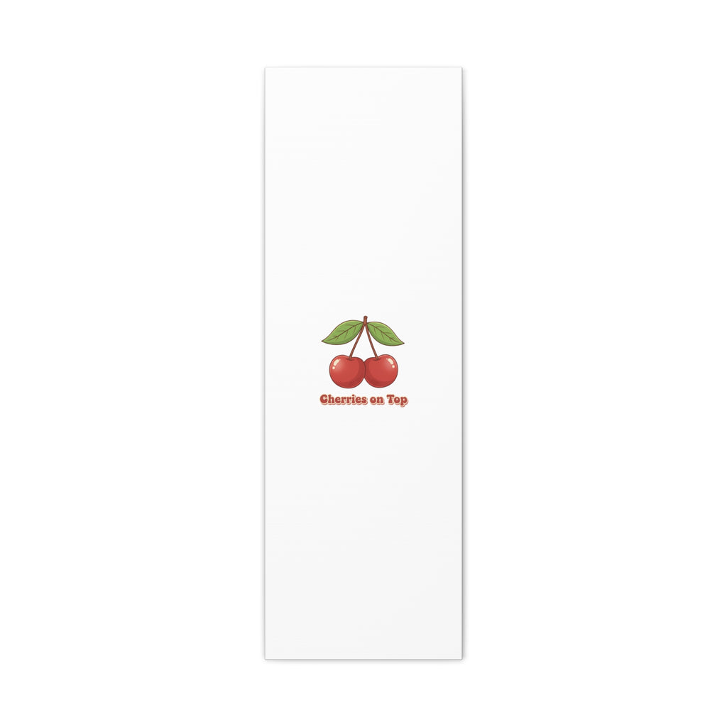 Cherry Illustration Canvas, vintage cherry fruit motif | kawaii retro wall art