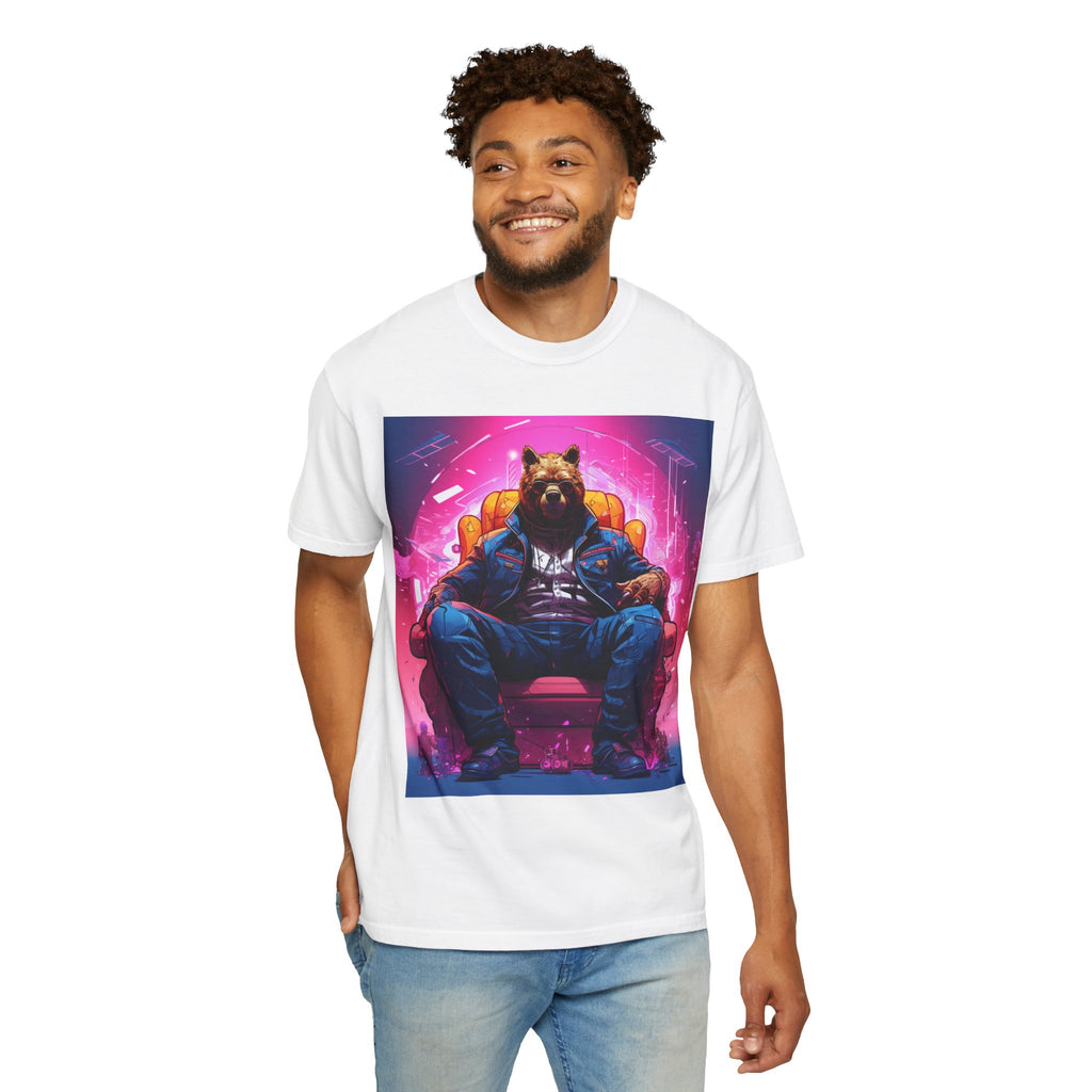 Bear Boss Graphic T-Shirt — Neon Cyberpunk Streetwear