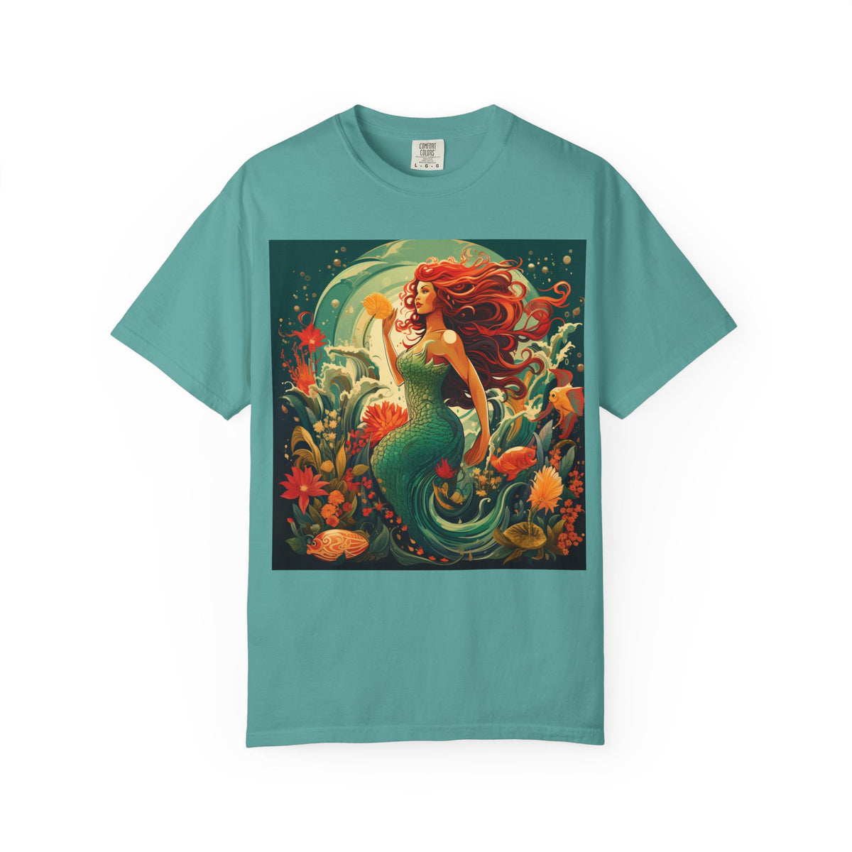Mermaid Fantasy T-Shirt — Redhead Sea Siren Illustration
