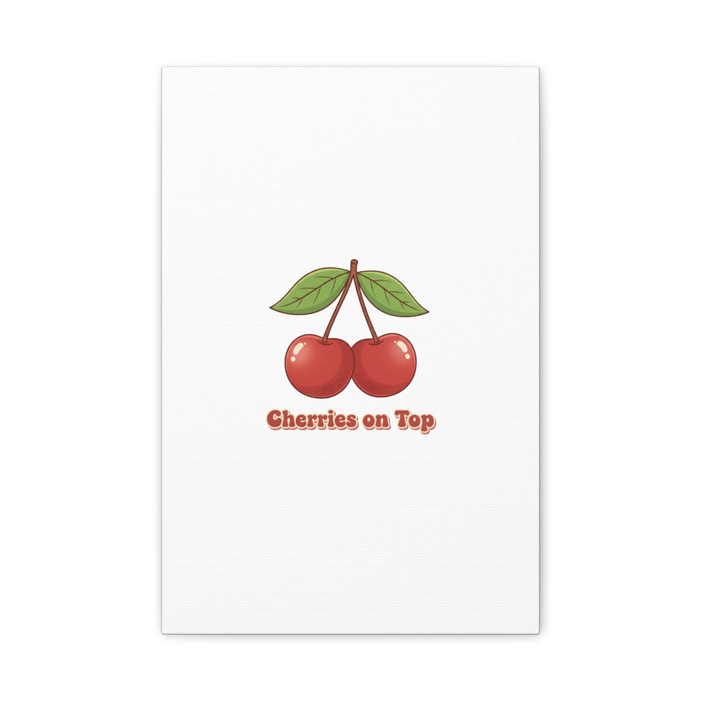 Cherry Illustration Canvas, vintage cherry fruit motif | kawaii retro wall art