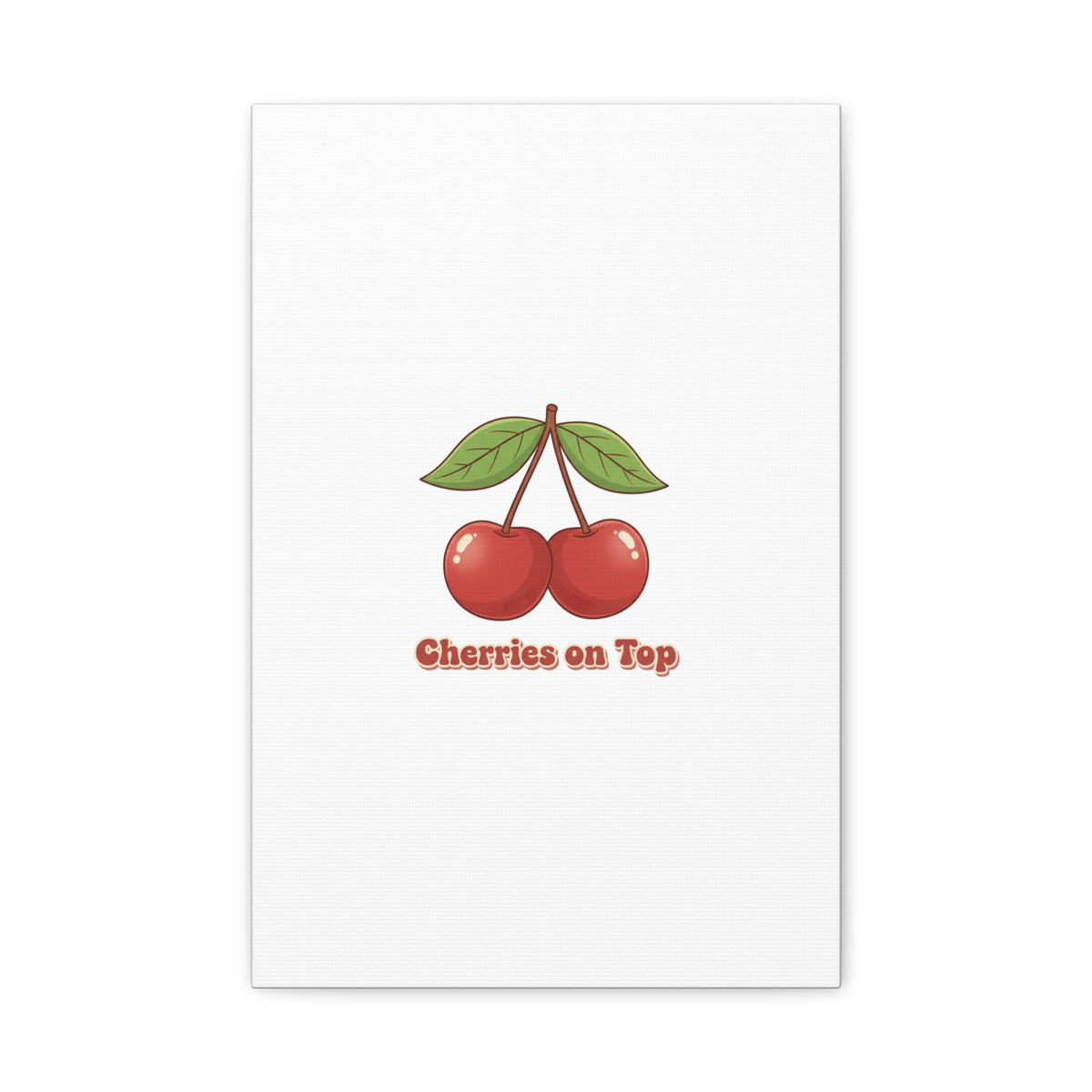 Cherry Illustration Canvas, vintage cherry fruit motif | kawaii retro wall art
