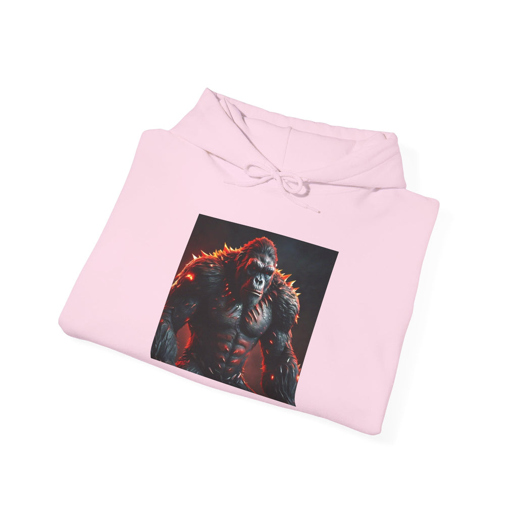 Gorilla King Graphic Hoodie — Dramatic Red-Light Primate Portrait