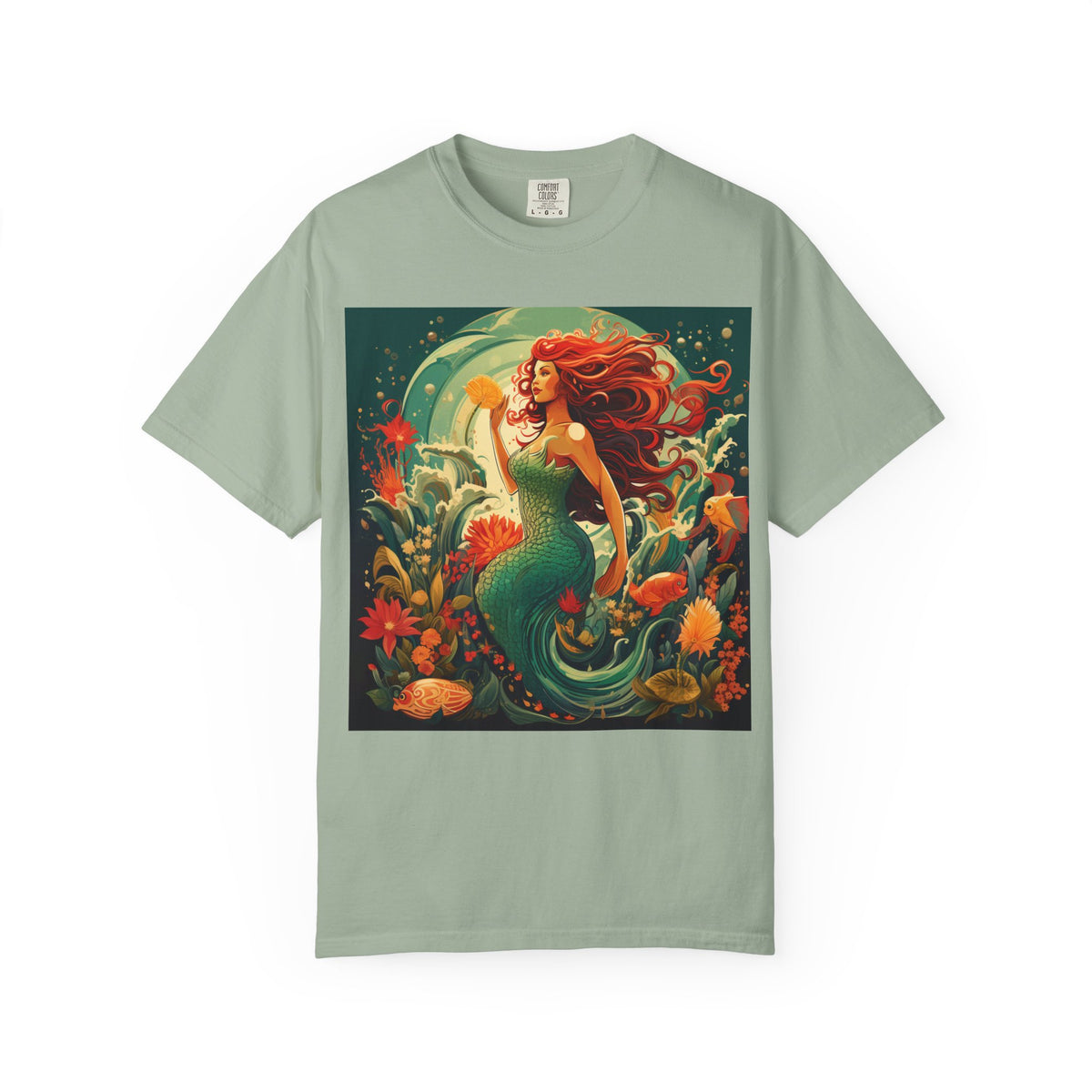 Mermaid Fantasy T-Shirt — Redhead Sea Siren Illustration