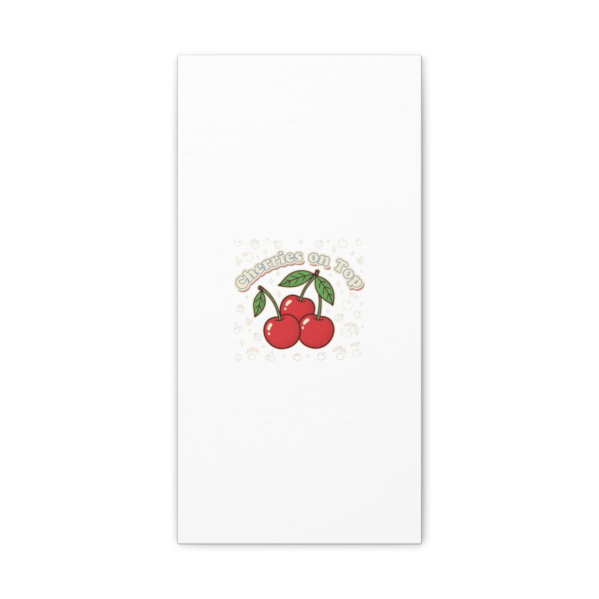 Cherries on Top Canvas | Retro Kawaii Fruit Print, Cherry Wall Art