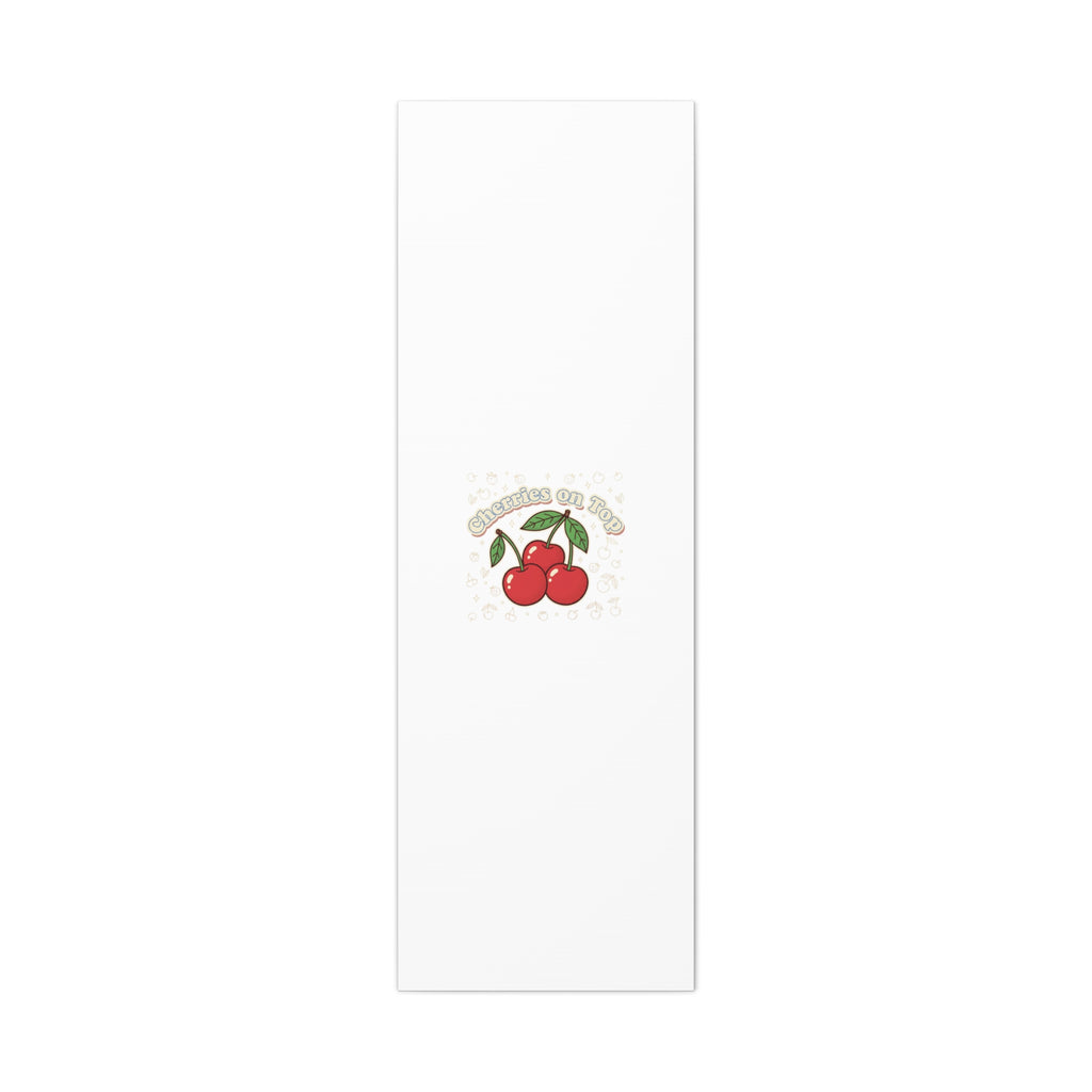 Cherries on Top Canvas | Retro Kawaii Fruit Print, Cherry Wall Art