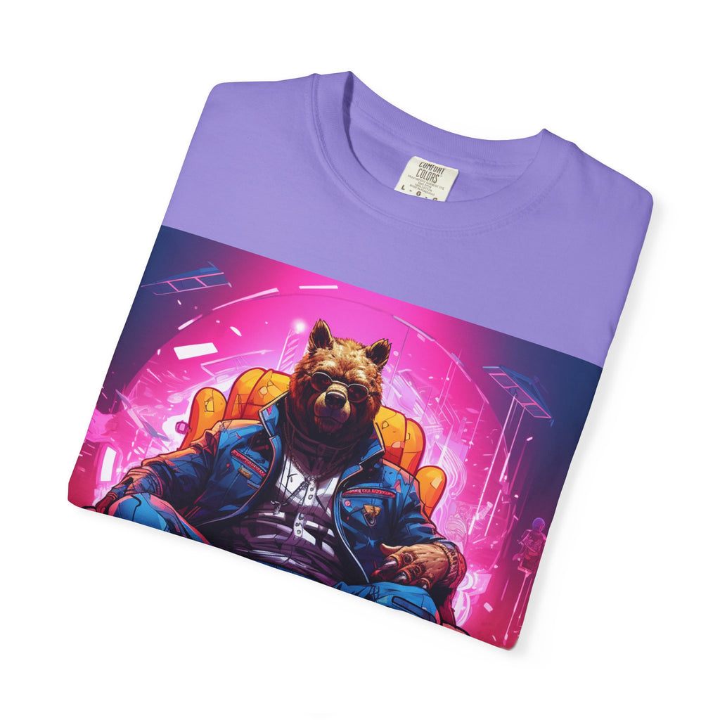 Bear Boss Graphic T-Shirt — Neon Cyberpunk Streetwear