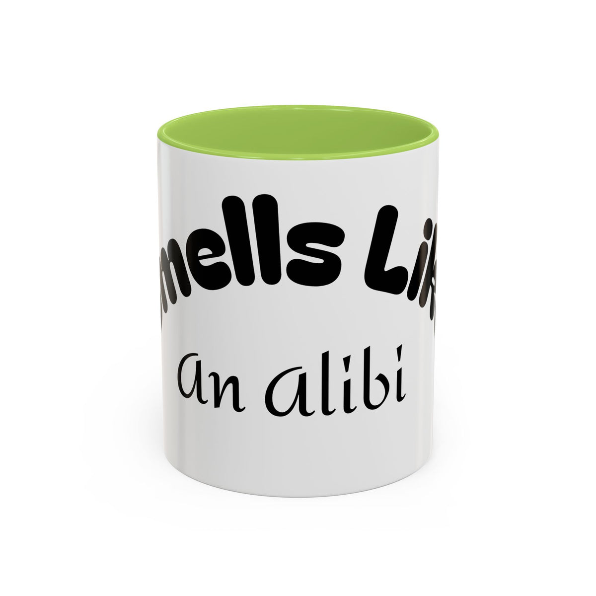 Funny Coffee Mug "Smells Like An Alibi" — Novelty Accent Mug (11/15oz)