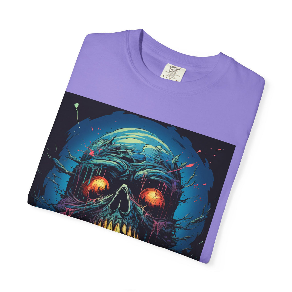 Horror Skull T-Shirt — Glowing Zombie Skull Graphic Tee for Halloween