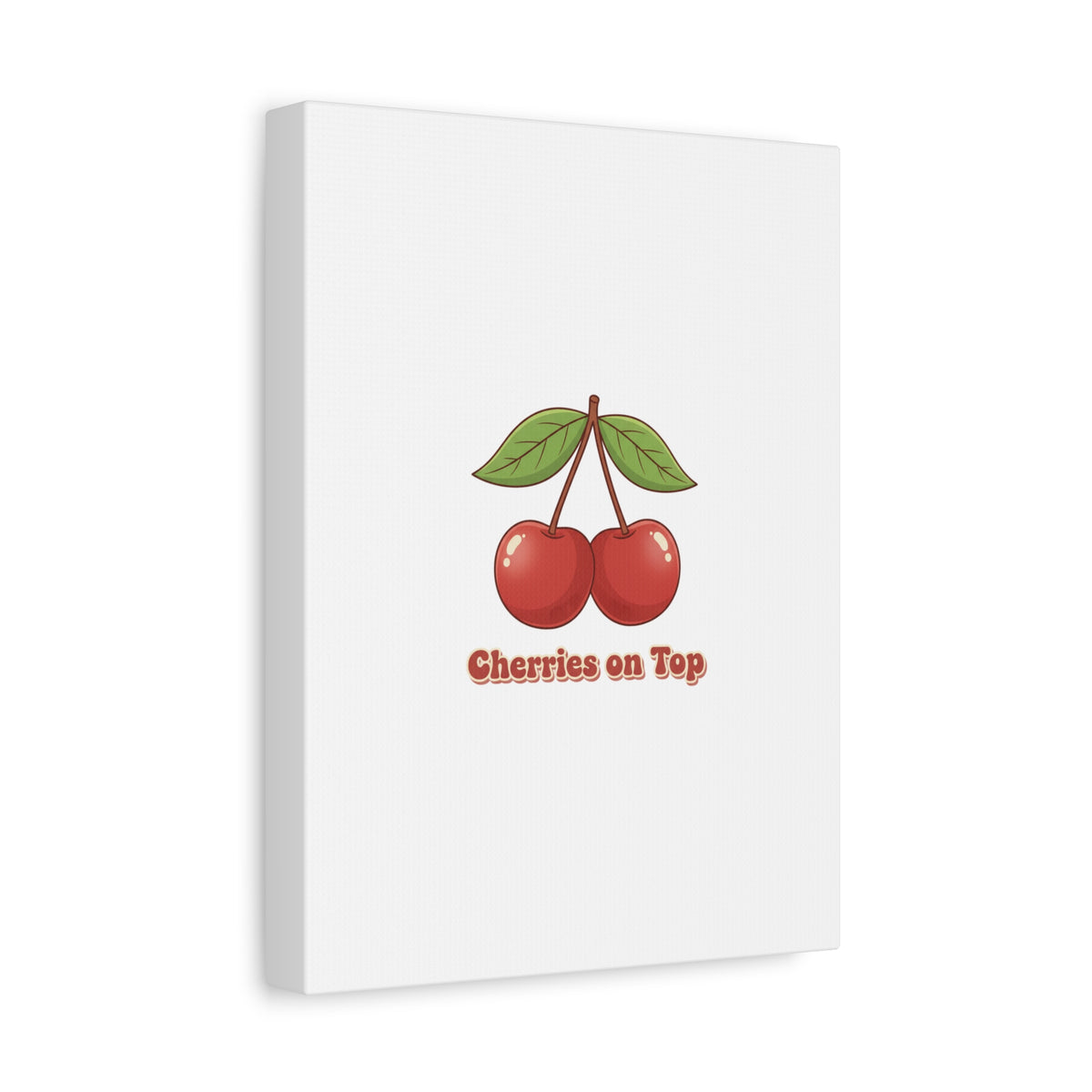 Cherry Illustration Canvas, vintage cherry fruit motif | kawaii retro wall art