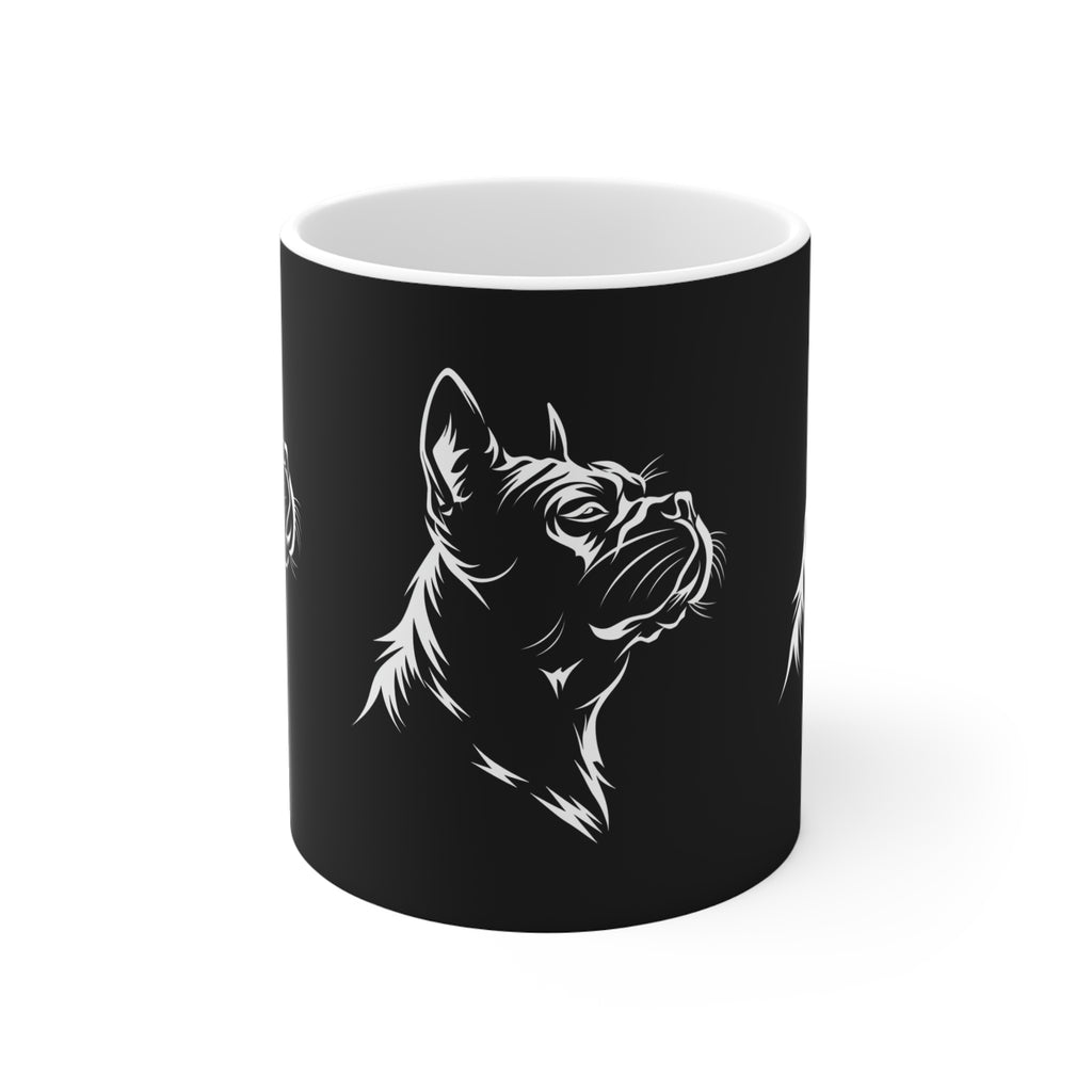 French Bulldog Silhouette Mug — Black & White Dog Coffee Cup, Gift for Dog Lovers
