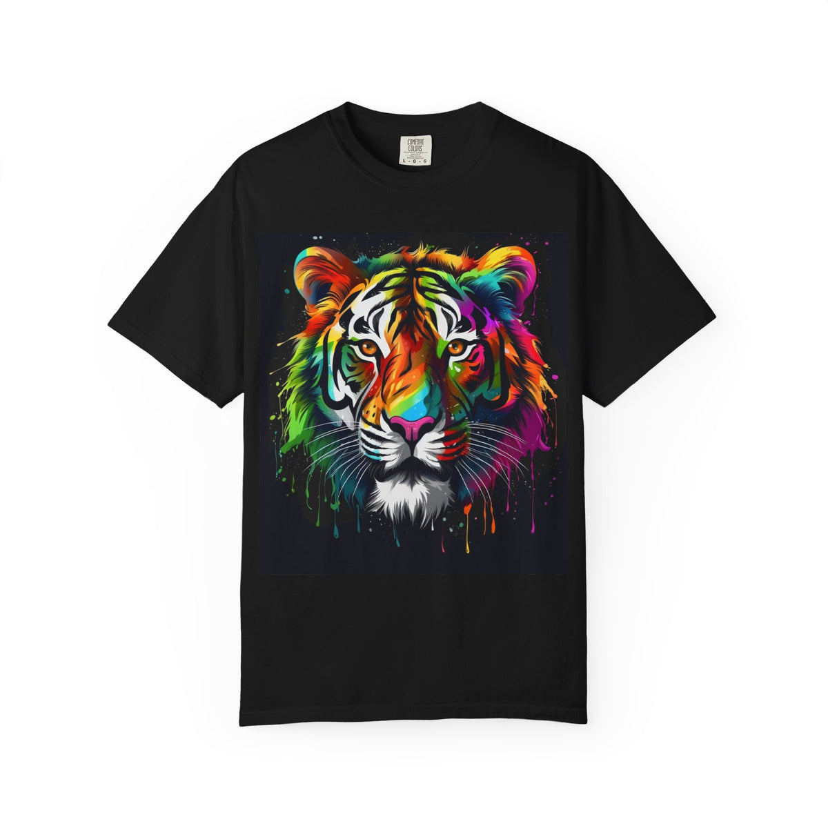 Colorful Tiger T-shirt — Vibrant Neon Tiger Head Graphic Tee