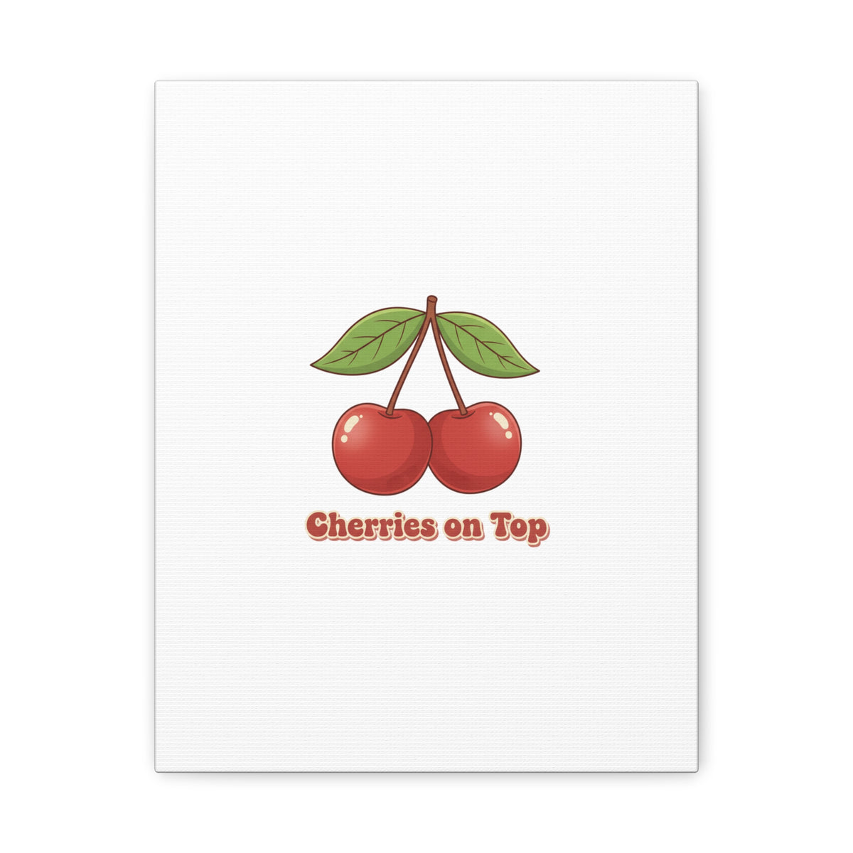 Cherry Illustration Canvas, vintage cherry fruit motif | kawaii retro wall art
