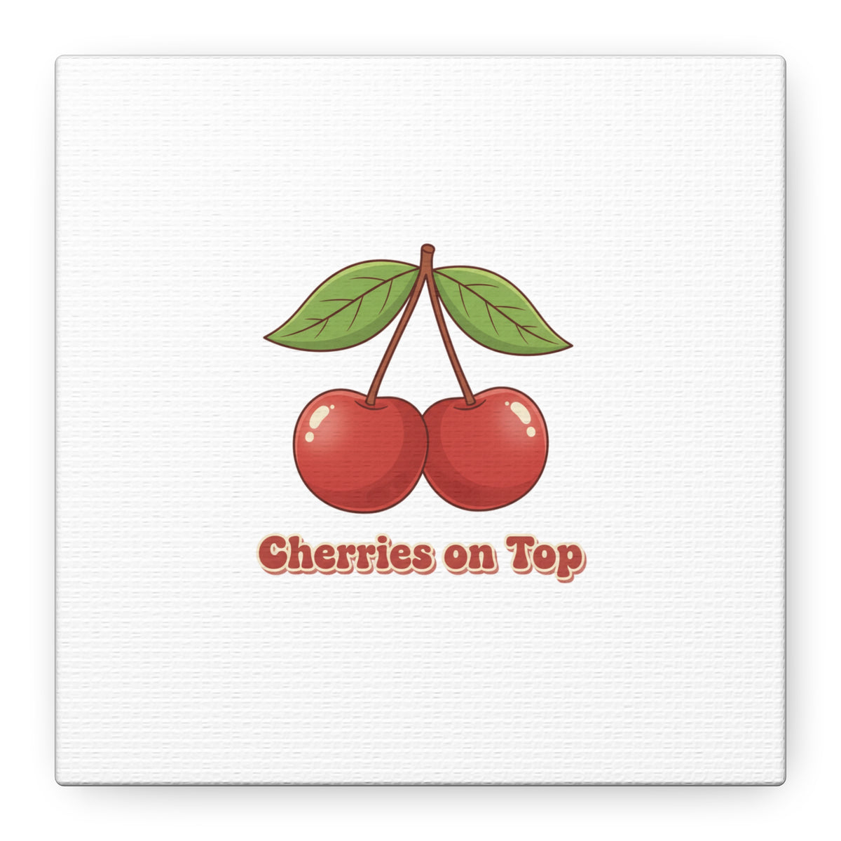Cherry Illustration Canvas, vintage cherry fruit motif | kawaii retro wall art