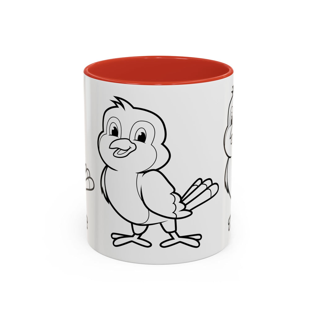 Bird Coloring Accent Coffee Mug — Cute Outline Chick Design (11/15 oz)