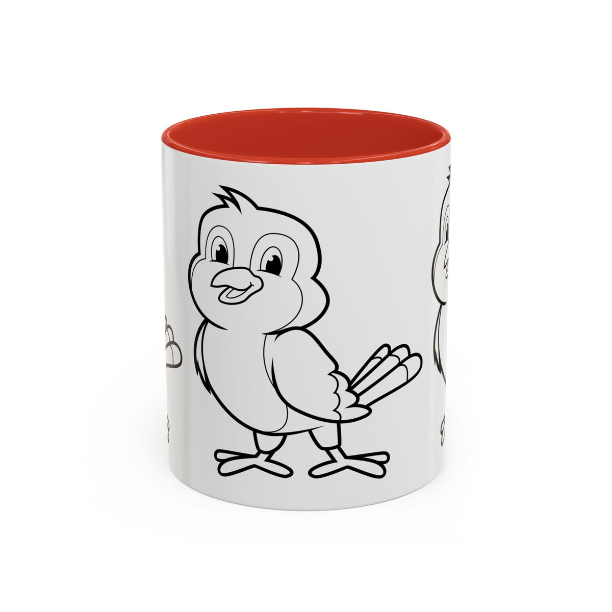Bird Coloring Accent Coffee Mug — Cute Outline Chick Design (11/15 oz)
