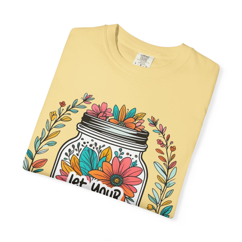 Let Your Light Bloom T-Shirt — Floral Mason Jar Inspirational Tee