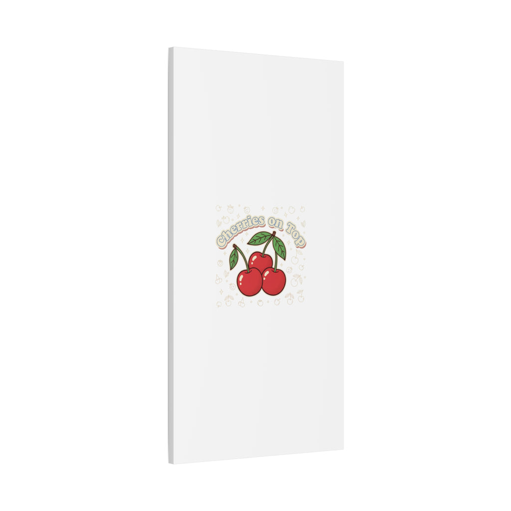 Cherries on Top Canvas | Retro Kawaii Fruit Print, Cherry Wall Art