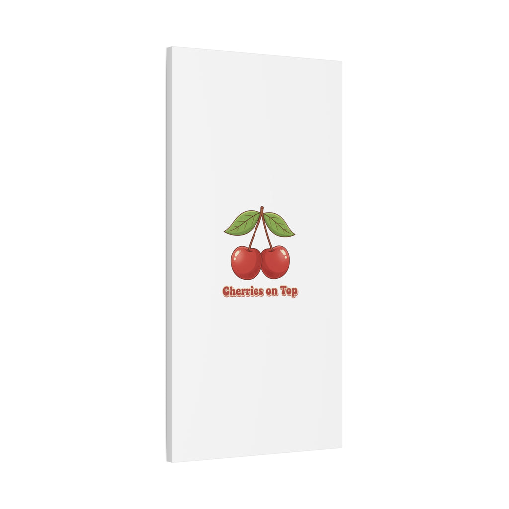 Cherry Illustration Canvas, vintage cherry fruit motif | kawaii retro wall art