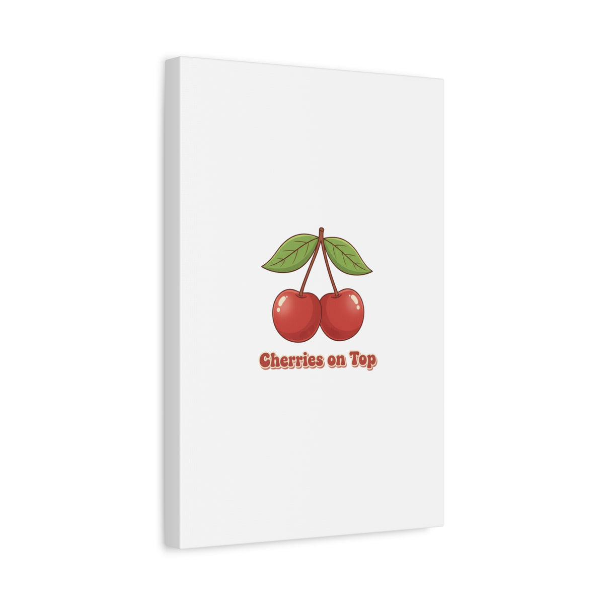 Cherry Illustration Canvas, vintage cherry fruit motif | kawaii retro wall art