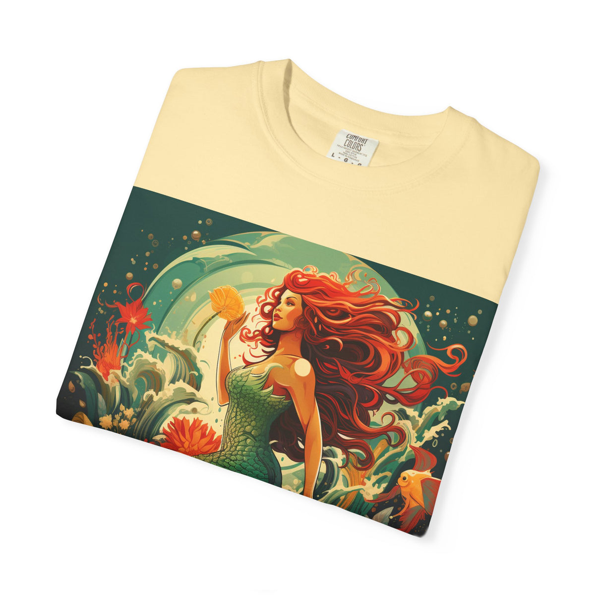 Mermaid Fantasy T-Shirt — Redhead Sea Siren Illustration