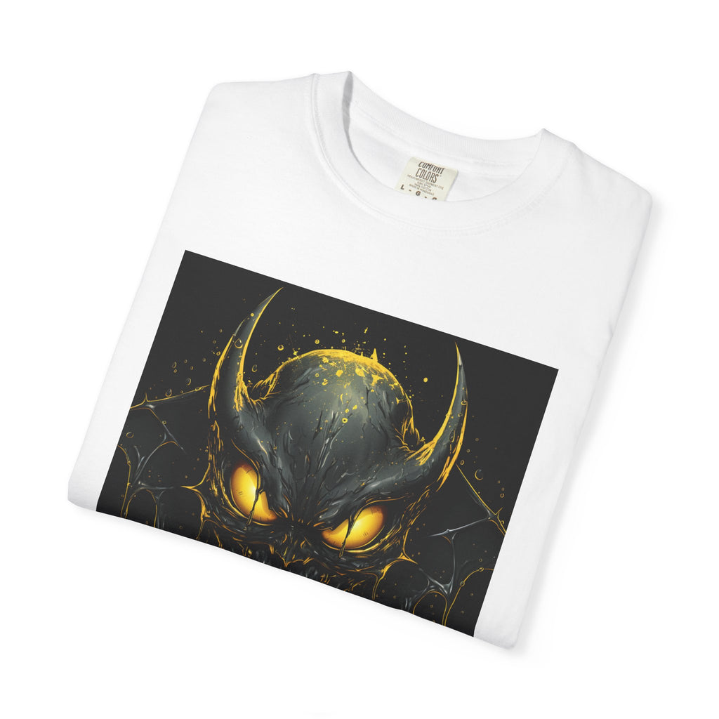 Glowing Demon Skull T-shirt | Creepy Horror Face, Yellow Eyes