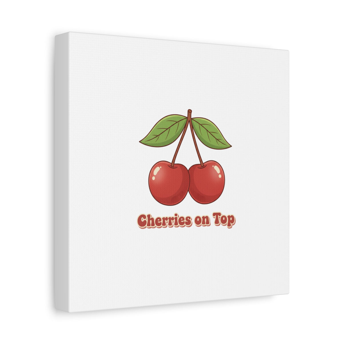 Cherry Illustration Canvas, vintage cherry fruit motif | kawaii retro wall art