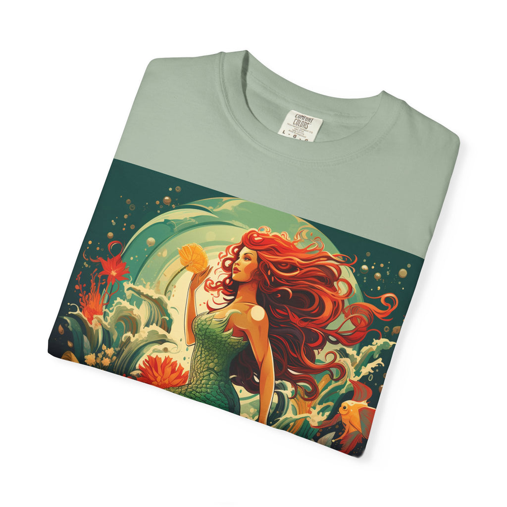 Mermaid Fantasy T-Shirt — Redhead Sea Siren Illustration