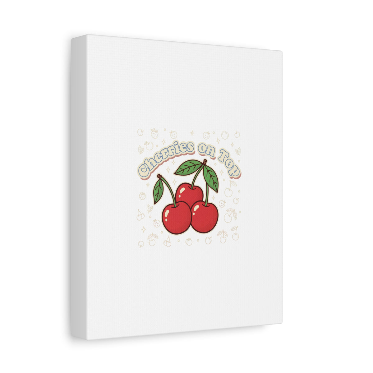 Cherries on Top Canvas | Retro Kawaii Fruit Print, Cherry Wall Art