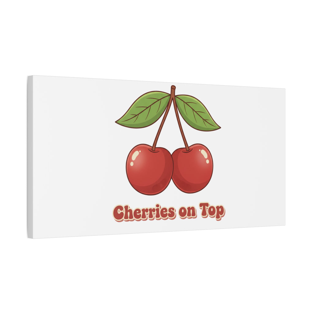 Cherry Illustration Canvas, vintage cherry fruit motif | kawaii retro wall art