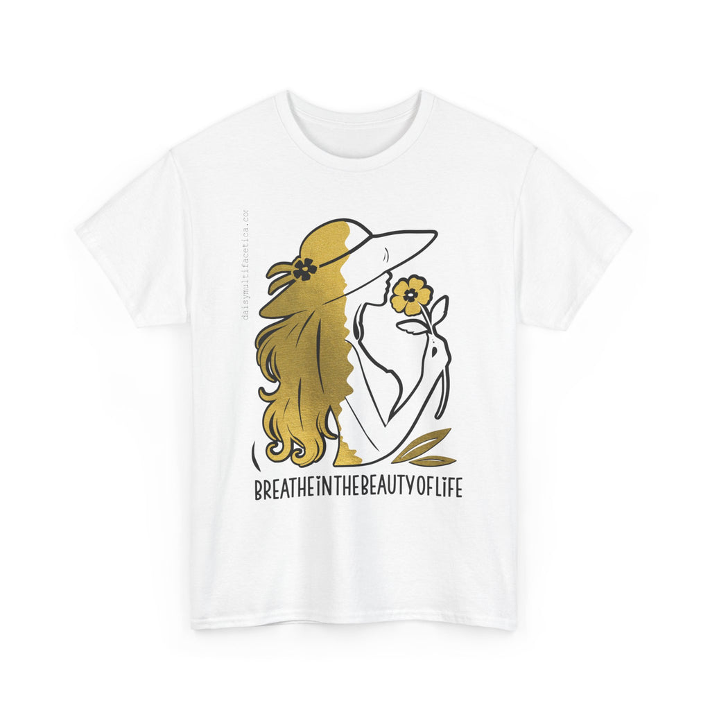 Women’s Floral Mindfulness Tee — “Breathe in the Beauty of Life” Graphic Shirt