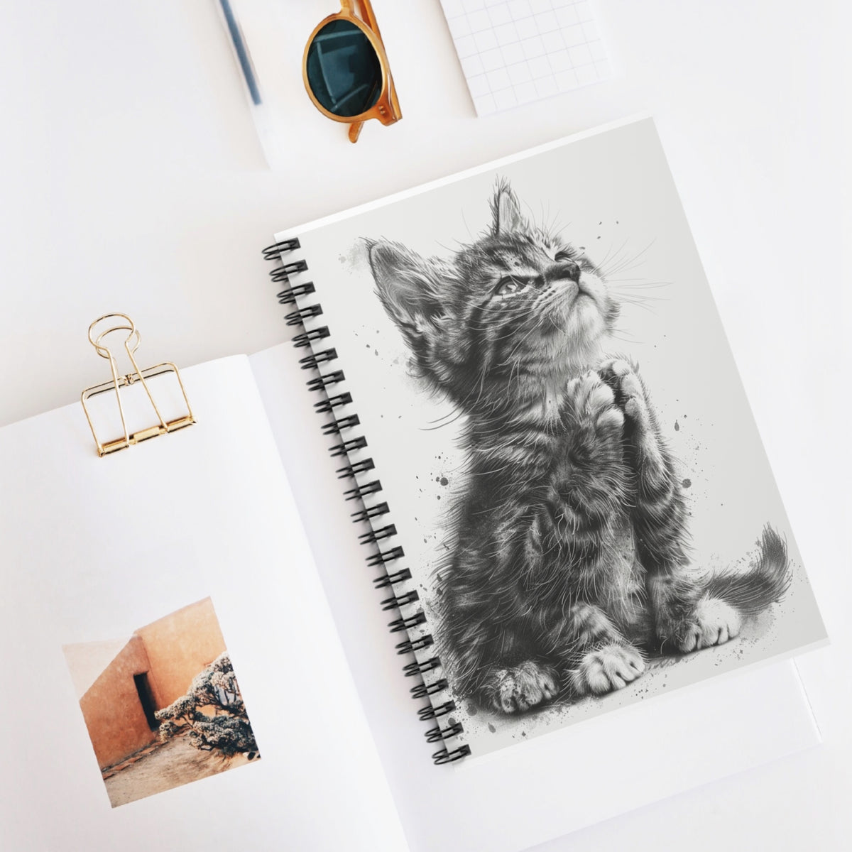 Praying Kitten Spiral Notebook — Cute Cat Journal (Ruled)