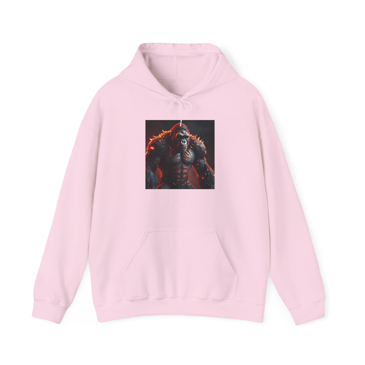 Gorilla King Graphic Hoodie — Dramatic Red-Light Primate Portrait