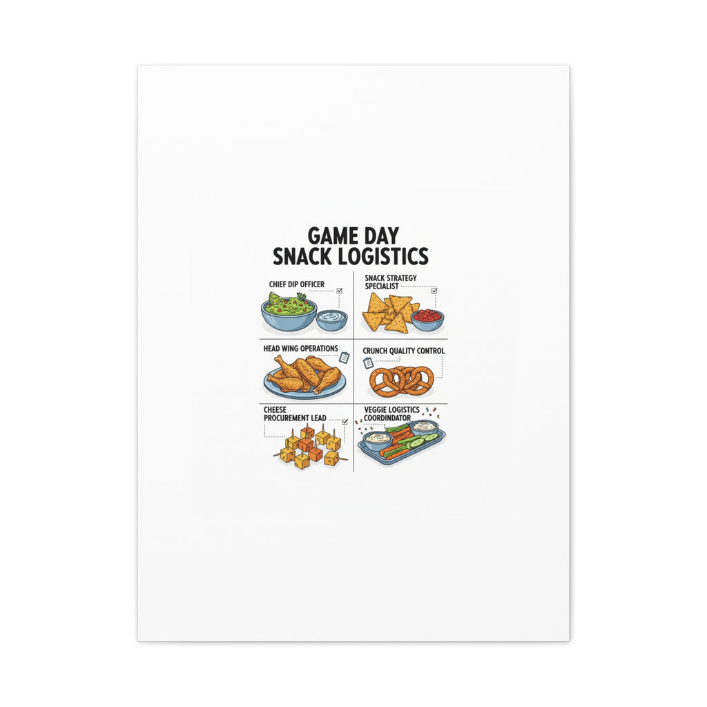 Game Day Snack Logistics Canvas, Dip Strategist Poster | Game Day Blueprint