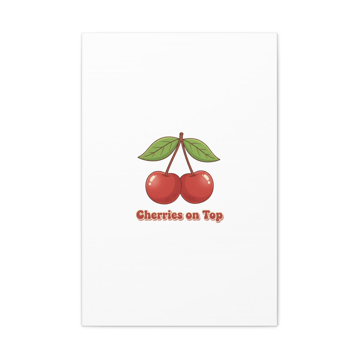 Cherry Illustration Canvas, vintage cherry fruit motif | kawaii retro wall art