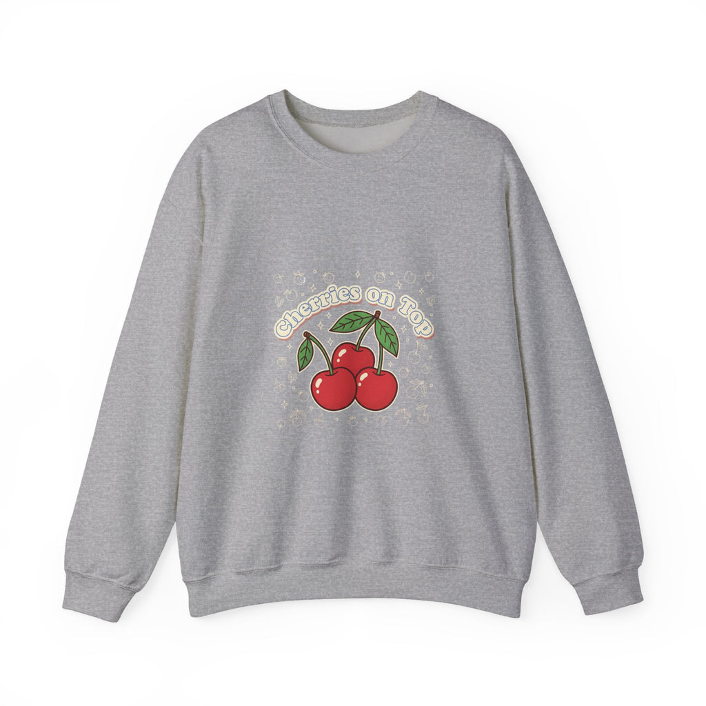 Cherries on Top Crewneck Sweatshirt | vintage cherry design, kawaii fruit graphic