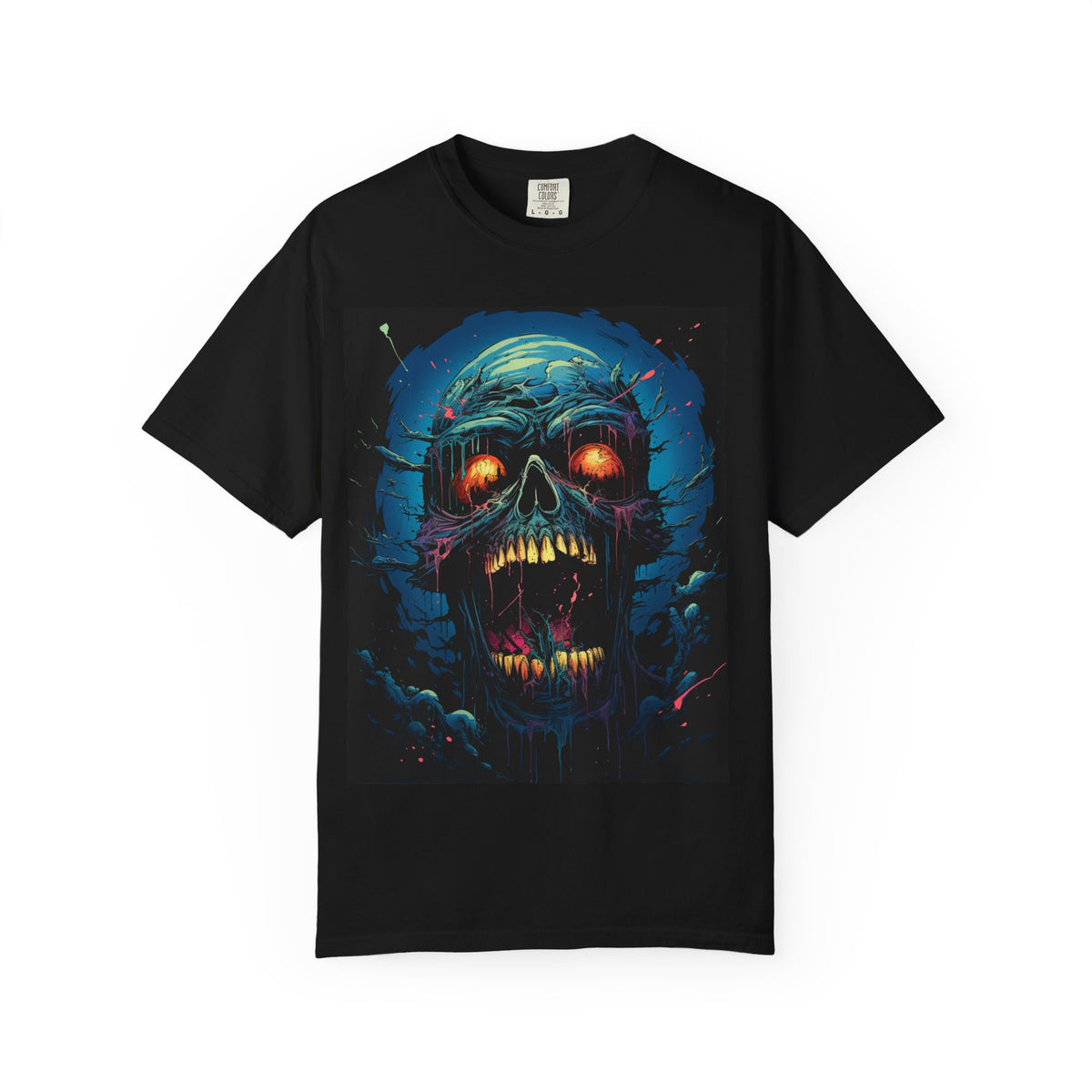 Horror Skull T-Shirt — Glowing Zombie Skull Graphic Tee for Halloween