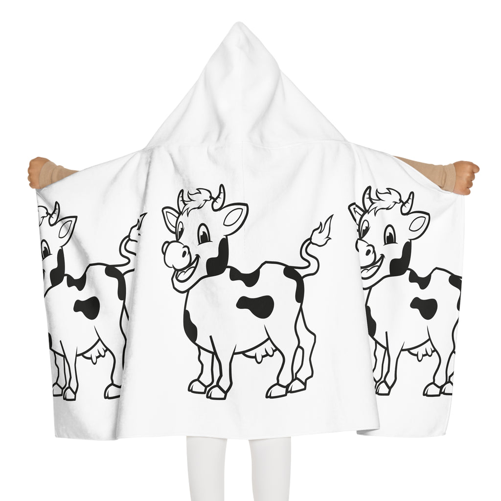 Cow Print Kids Hooded Towel — Cute Cartoon Calf Beach & Bath Wrap