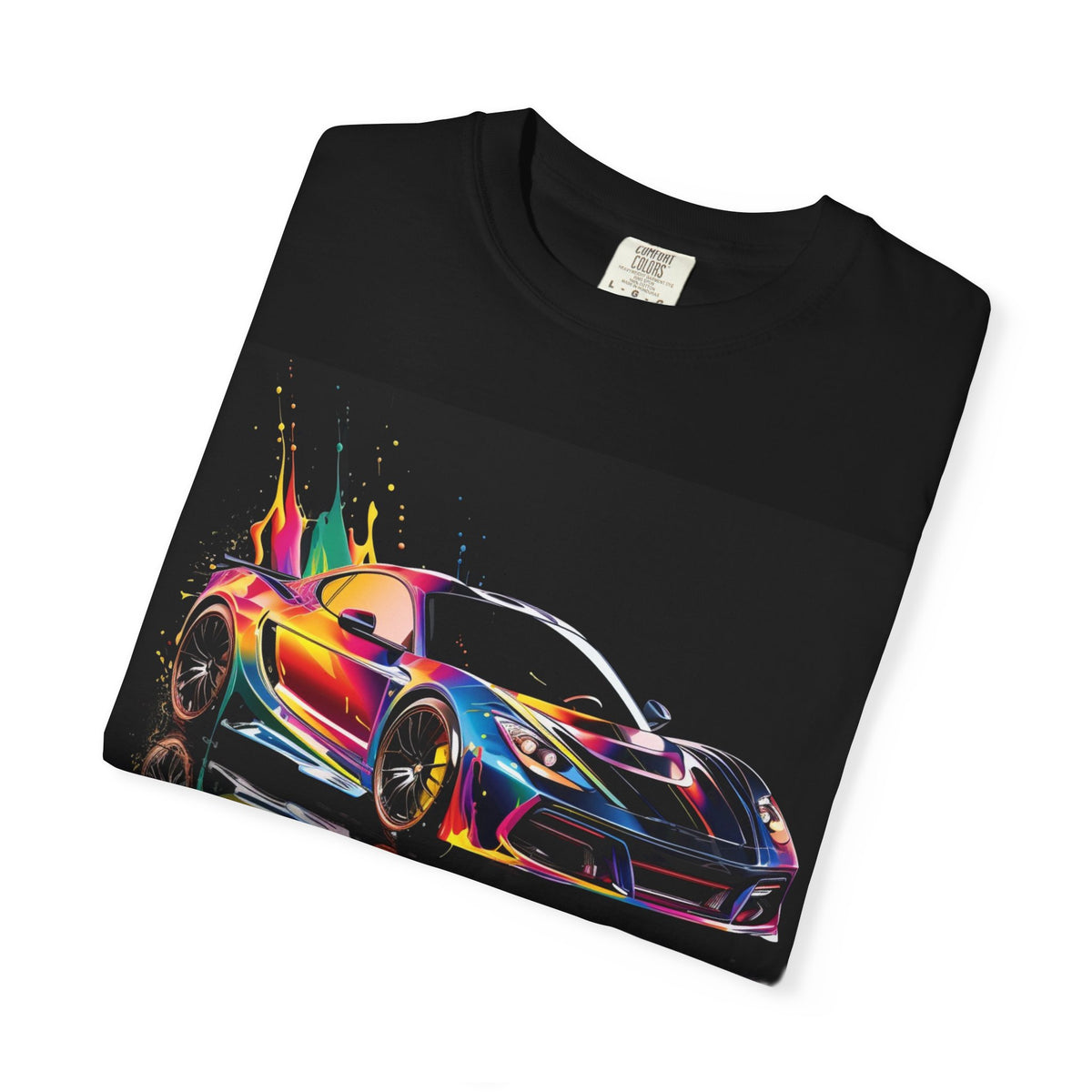 Race Car T‑Shirt — Neon Sports Car Graphic Tee