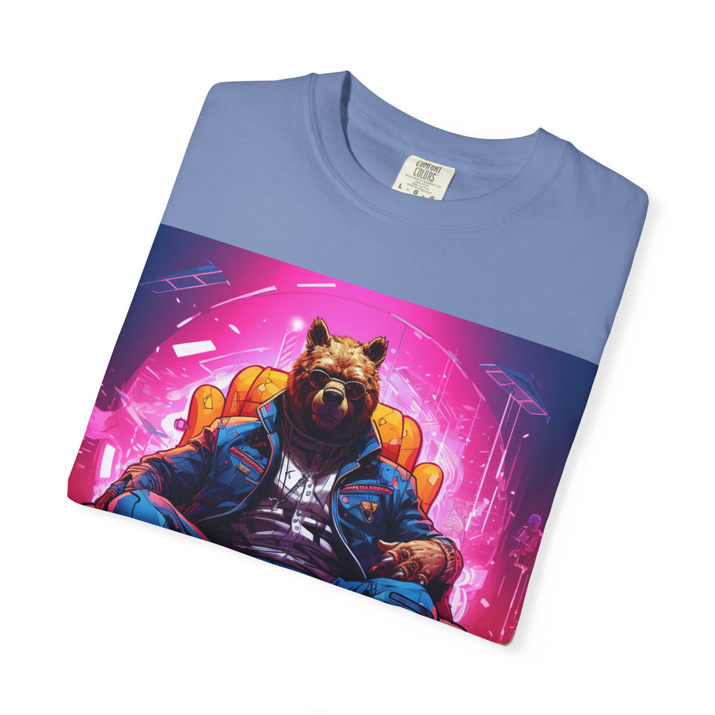 Bear Boss Graphic T-Shirt — Neon Cyberpunk Streetwear