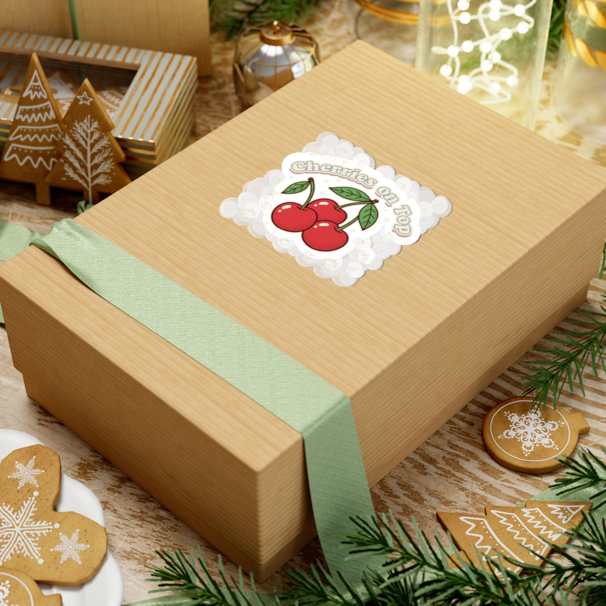 Cherries on Top Sticker | Vintage Kawaii Cherry Fruit Motif
