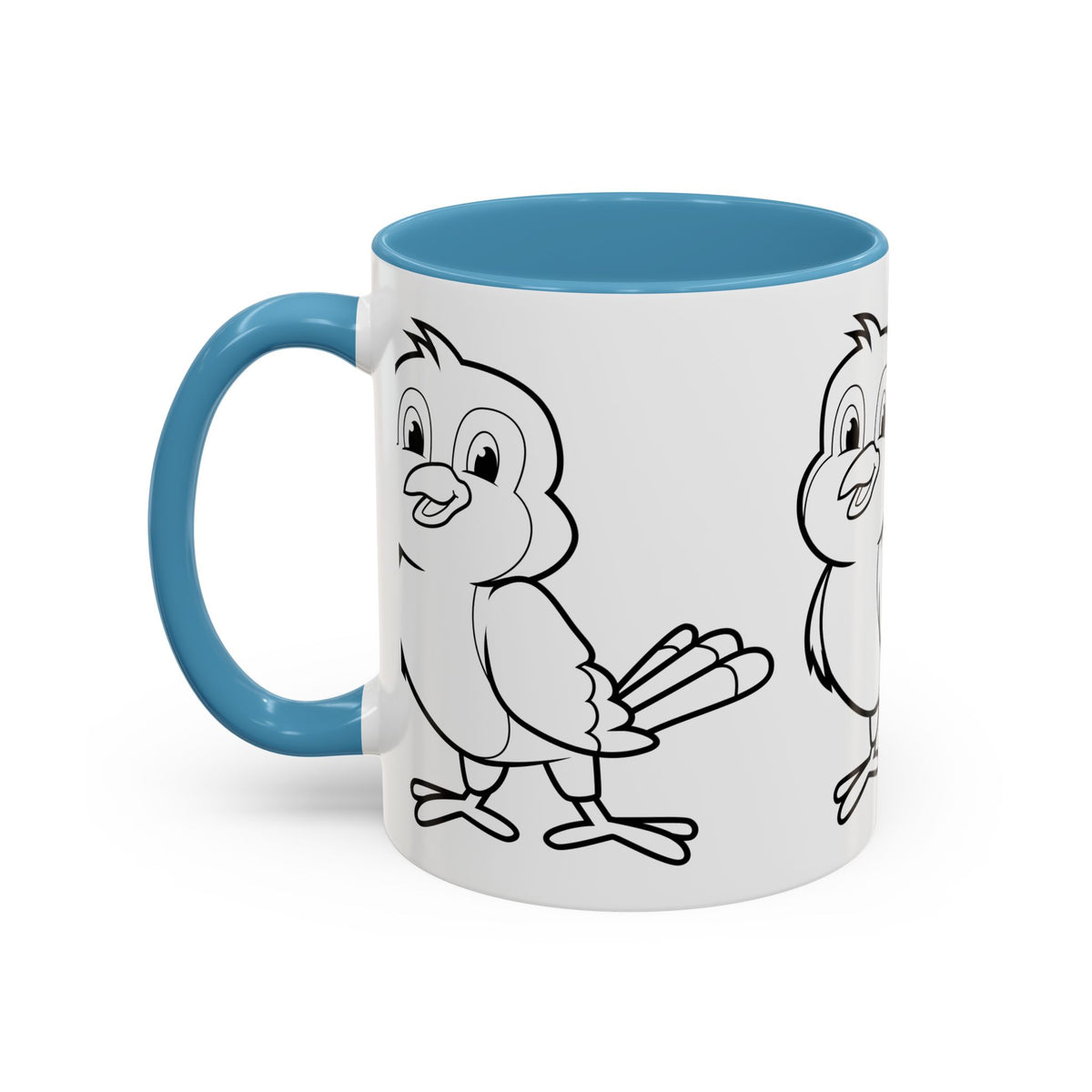 Bird Coloring Accent Coffee Mug — Cute Outline Chick Design (11/15 oz)