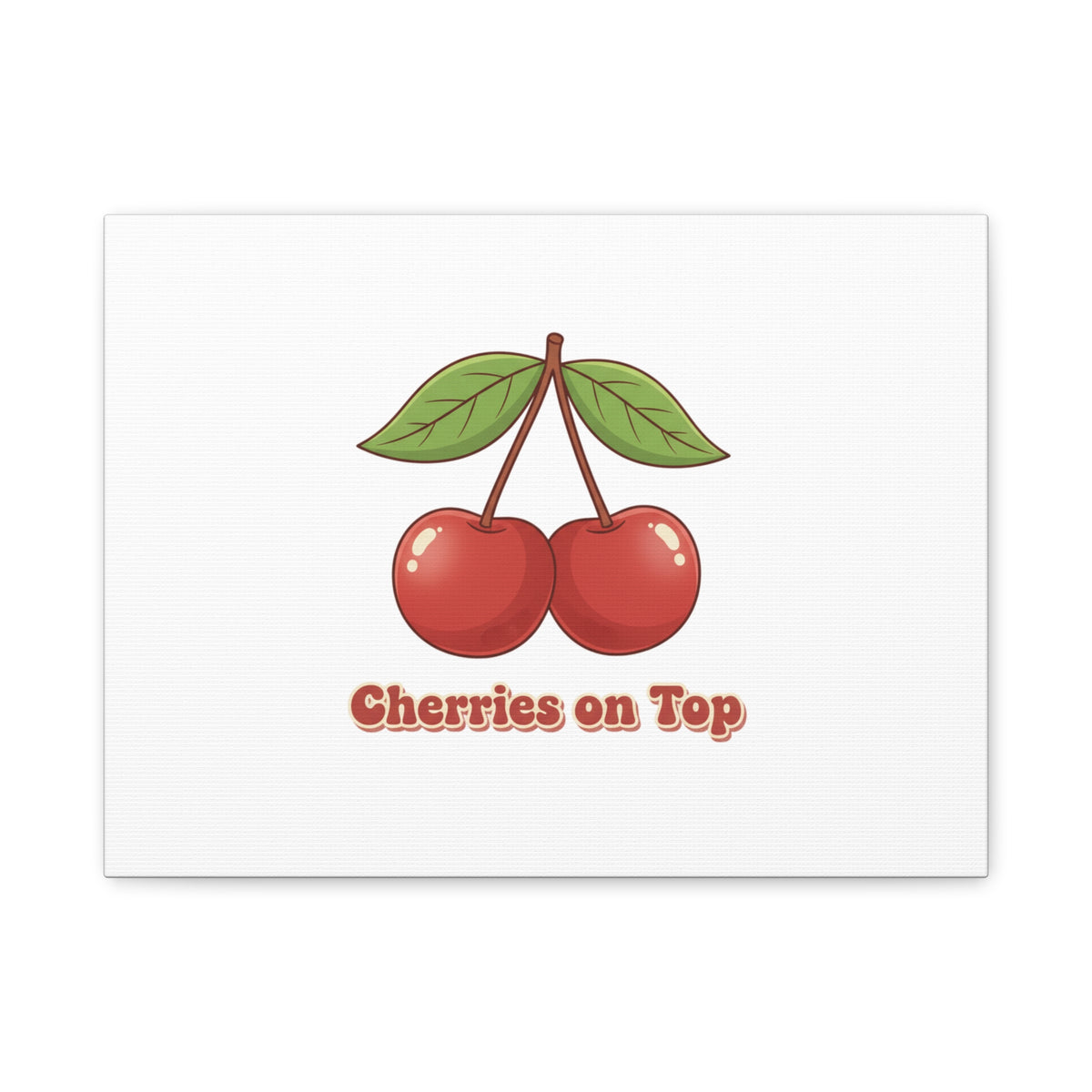 Cherry Illustration Canvas, vintage cherry fruit motif | kawaii retro wall art