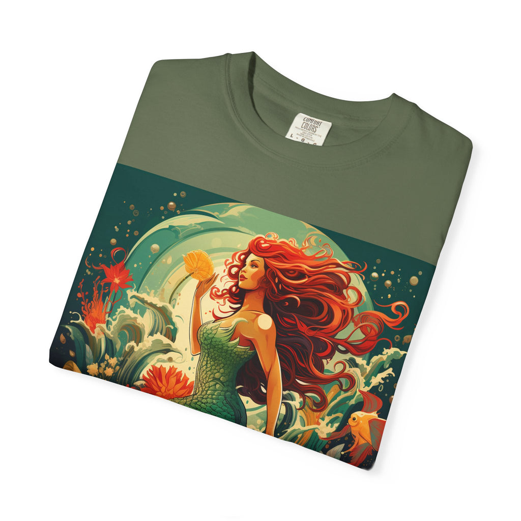 Mermaid Fantasy T-Shirt — Redhead Sea Siren Illustration
