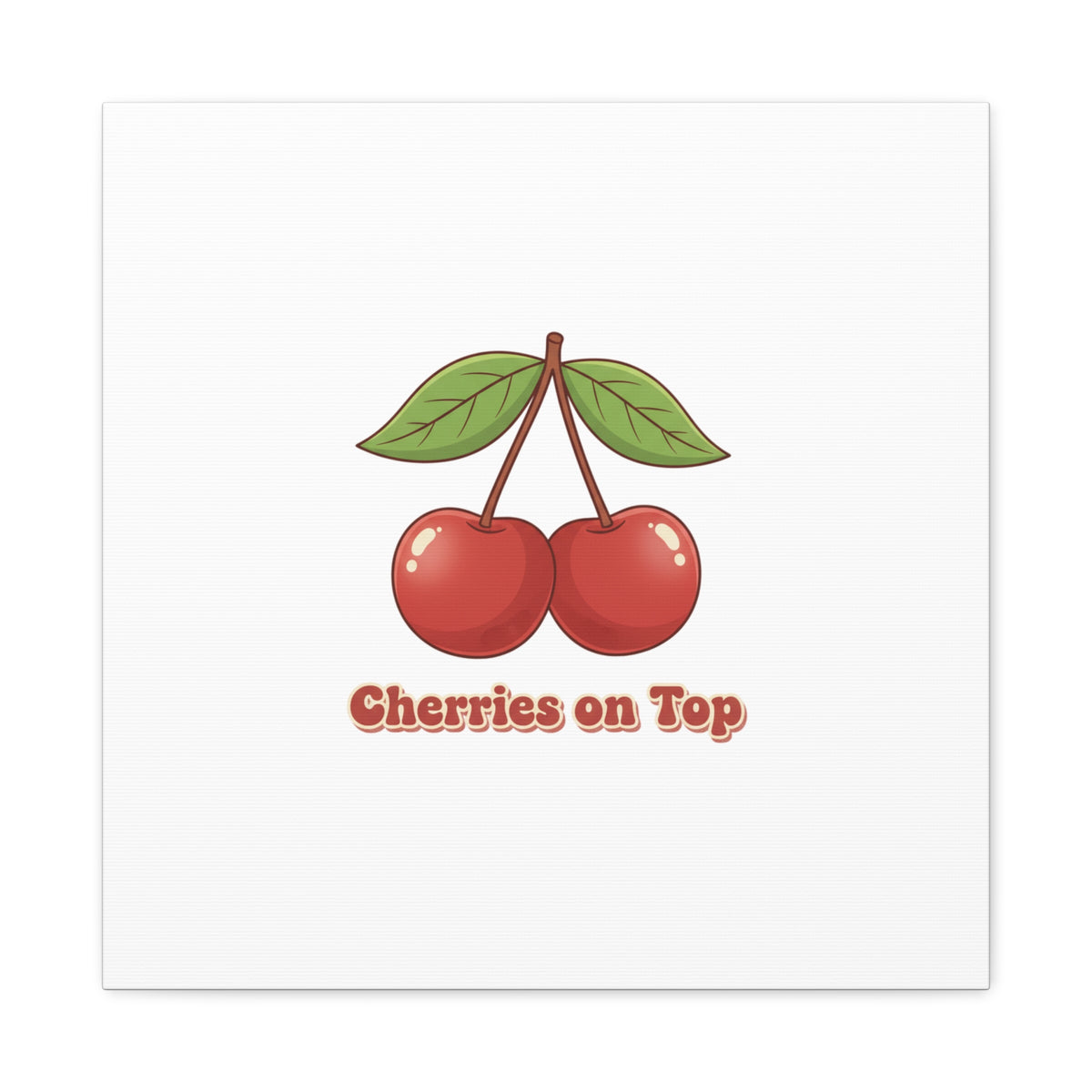 Cherry Illustration Canvas, vintage cherry fruit motif | kawaii retro wall art