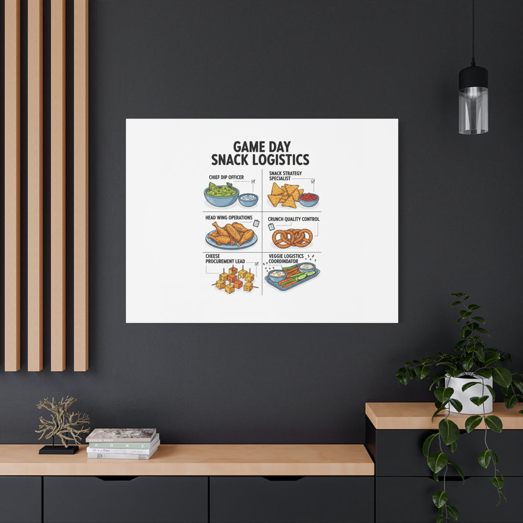Game Day Snack Logistics Canvas, Dip Strategist Poster | Game Day Blueprint