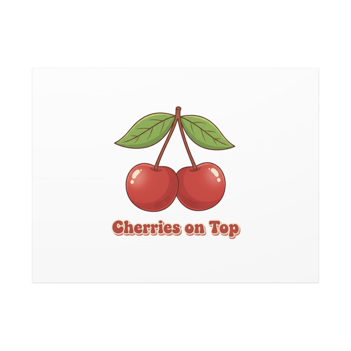 Cherry Illustration Canvas, vintage cherry fruit motif | kawaii retro wall art