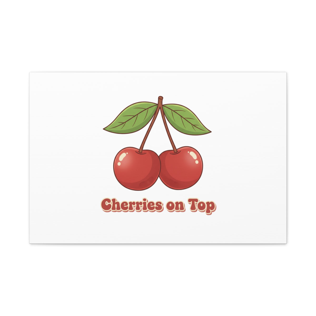 Cherry Illustration Canvas, vintage cherry fruit motif | kawaii retro wall art