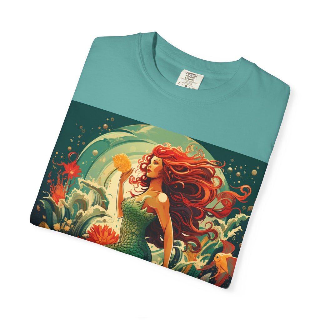Mermaid Fantasy T-Shirt — Redhead Sea Siren Illustration